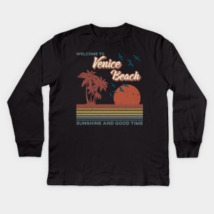 Venice Beach - Venice Beach Retro Sunset Kids Long Sleeve T-Shirt